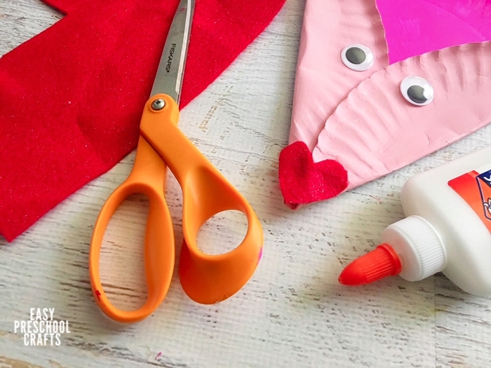 Materials to Make preschool Valentine Fox Paper Plate craft